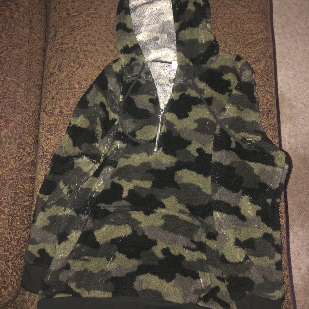 Fuzzy camo sweatshirt